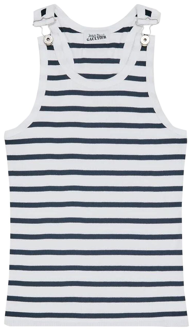Jean Paul Gaultier Ribbed Mariniere Tank Top WhiteNavy