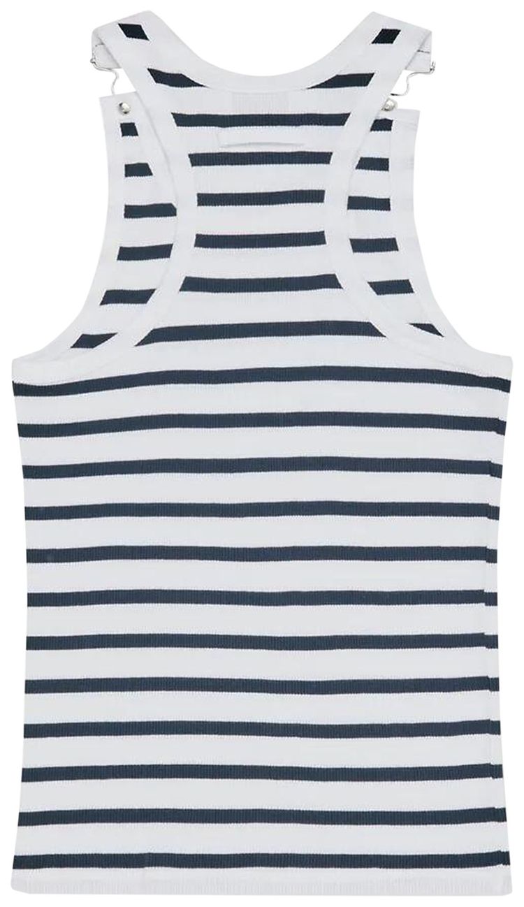 Jean Paul Gaultier Ribbed Mariniere Tank Top WhiteNavy