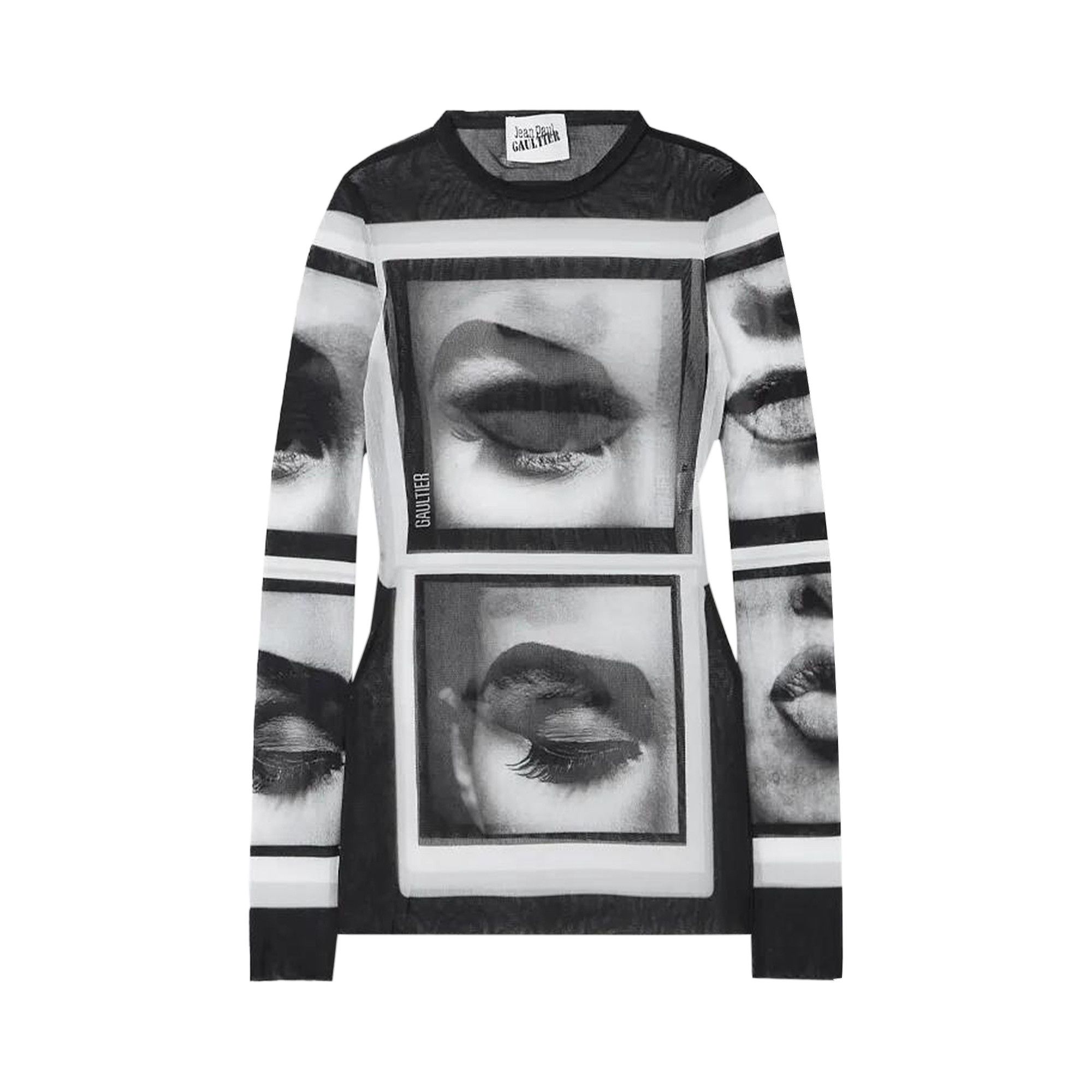 Buy Jean Paul Gaultier Mesh Long-Sleeve Top 'Black/Grey/White