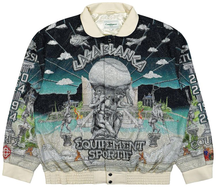 Casablanca Leather Crystal Bomber Jacket Le Temple Du Sport