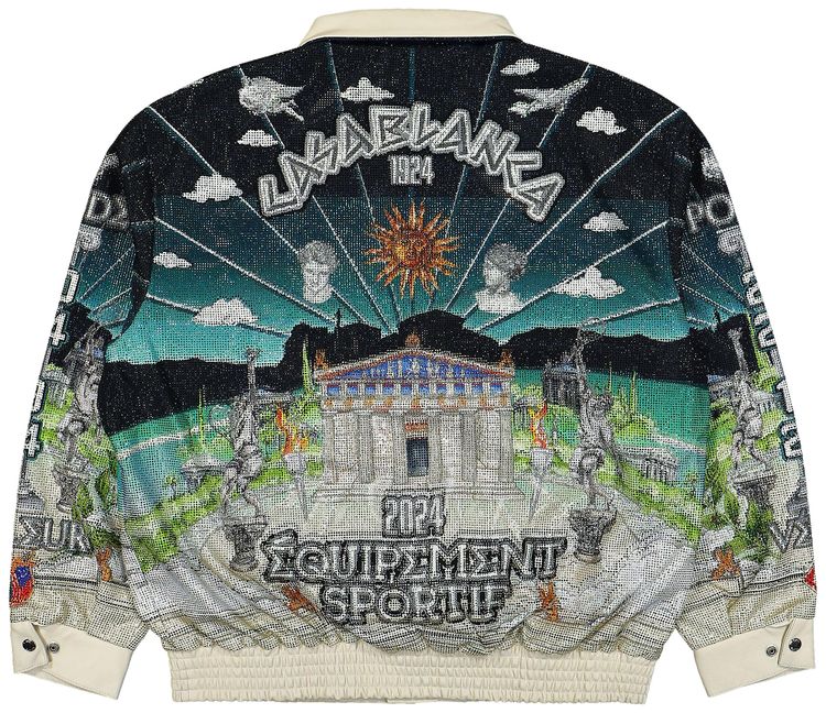 Casablanca Leather Crystal Bomber Jacket Le Temple Du Sport