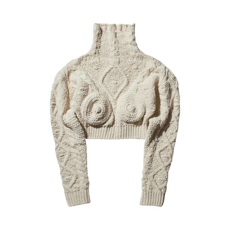 Jean Paul Gaultier Madonna Knitted Breast Sweater Cream