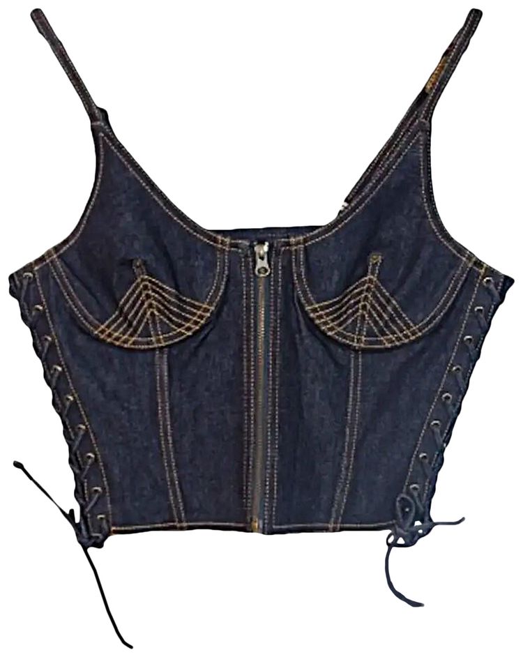 Jean Paul Gaultier Flowers Corset Top Indigo