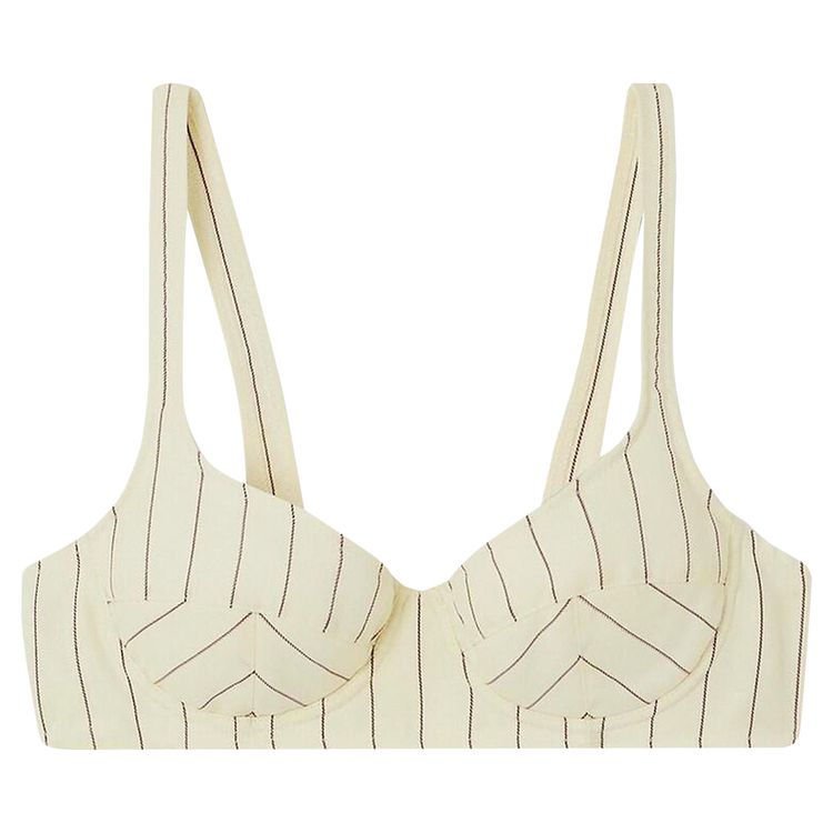 Jean Paul Gaultier Flowers Striped Bra EcruBrique