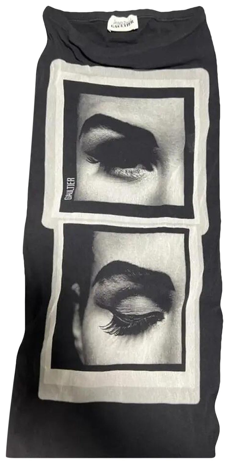 Jean Paul Gaultier Eyes And Lips Mesh Printed Long Skirt BlackGreyWhite
