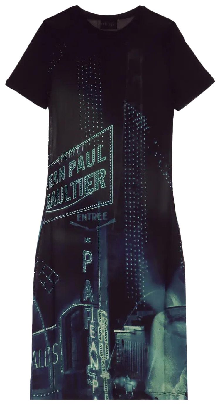 Jean Paul Gaultier Pigalle Mesh Short Dress NavyLight BlueWhiteBlack