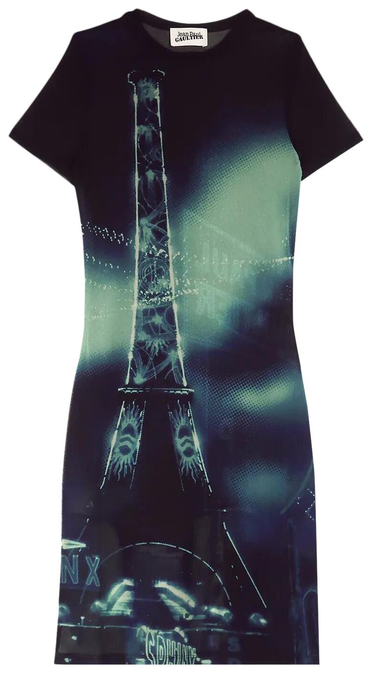 Jean Paul Gaultier Pigalle Mesh Short Dress NavyLight BlueWhiteBlack