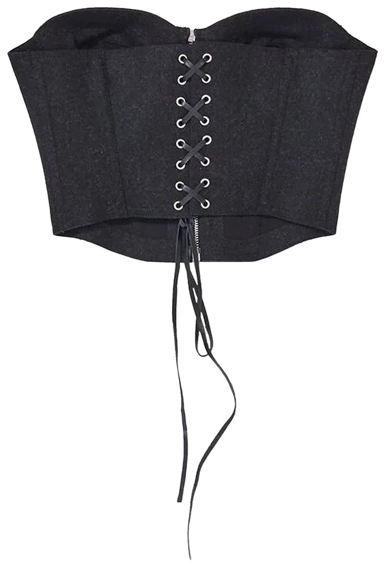 Jean Paul Gaultier Center Zip Bustier Top Dark Grey