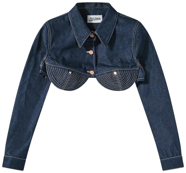 Jean Paul Gaultier Madonna Inspired Denim Crop Jacket IndigoTabac