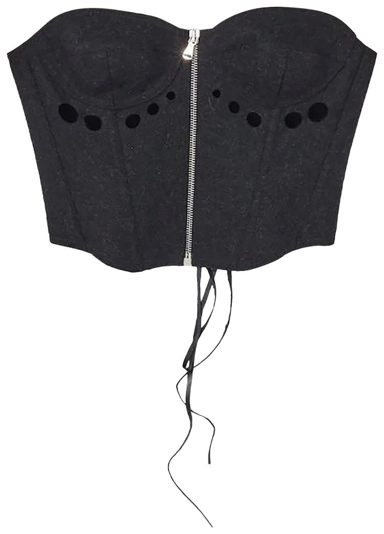 Jean Paul Gaultier Center Zip Bustier Top Dark Grey