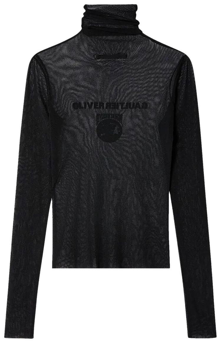 Jean Paul Gaultier Flocked Earth Mesh Turtle Neck BlackBlack