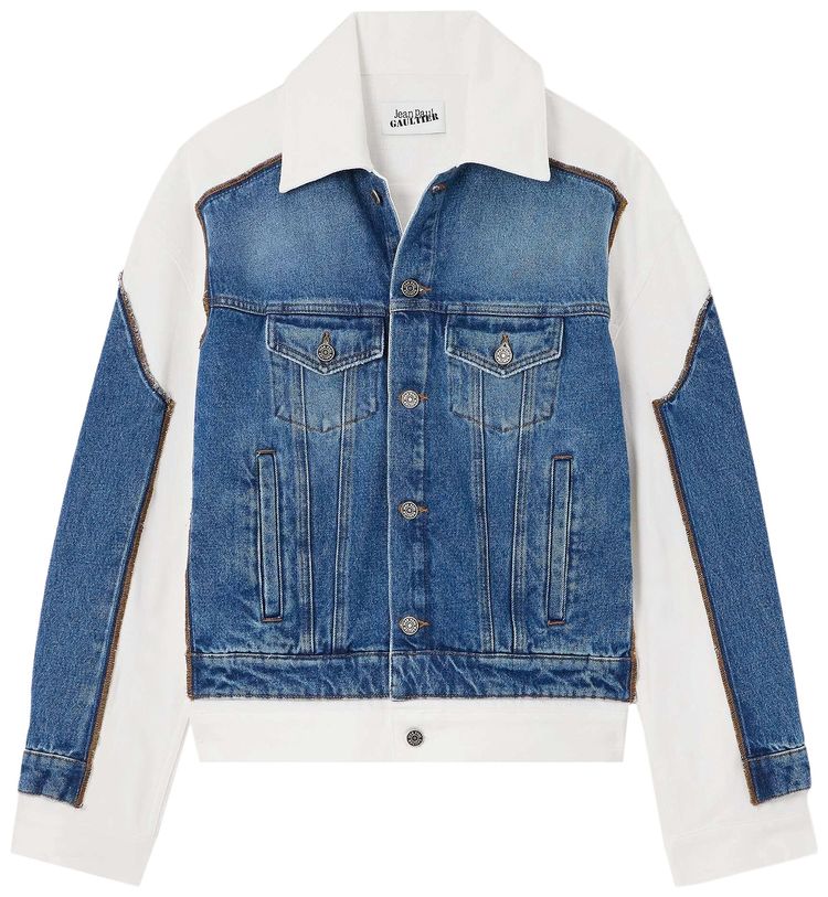 Jean Paul Gaultier Contrast Panel Denim Jacket Vintage BlueWhite