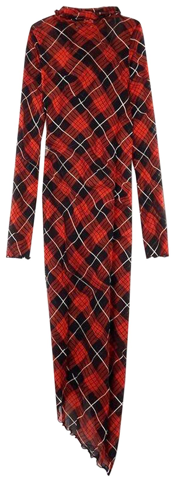 Jean Paul Gaultier Distorted Tartan Long Dress RedBlackWhite