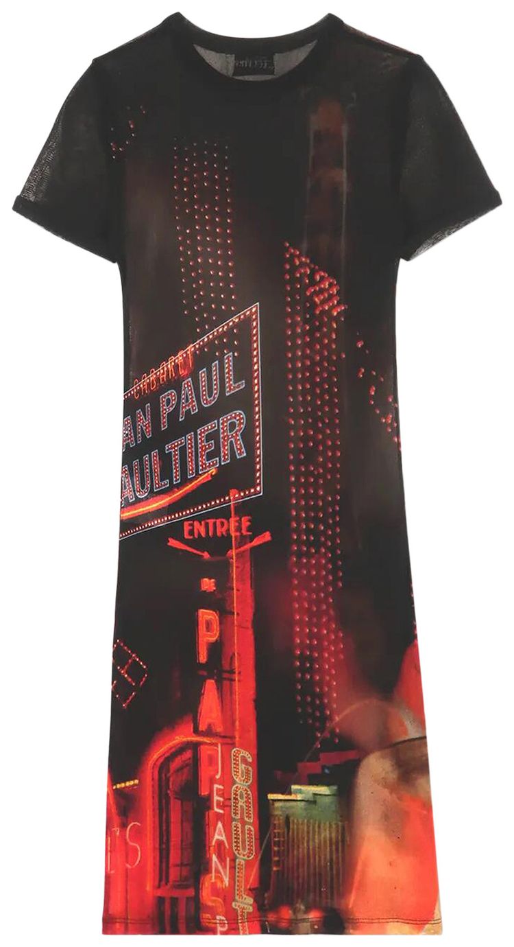 Jean Paul Gaultier Pigalle Mesh Short Dress BlackRedOrangeBlue