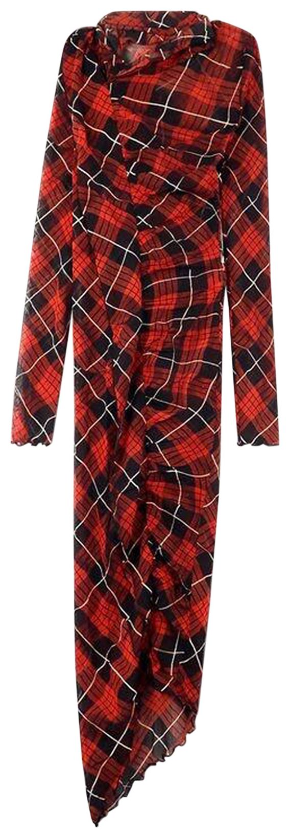 Jean Paul Gaultier Distorted Tartan Long Dress RedBlackWhite