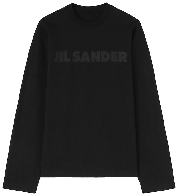 Jil Sander Logo Long Sleeve T Shirt Black
