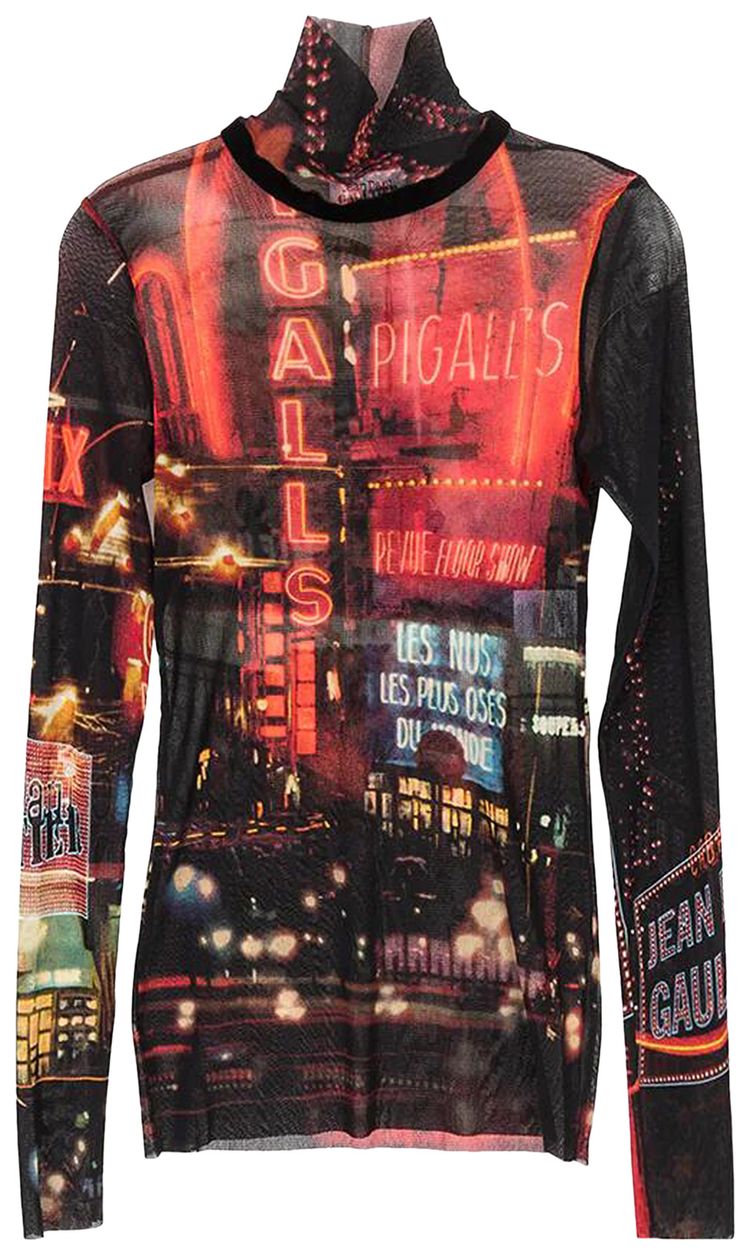 Jean Paul Gaultier Pigalle Mesh Long Sleeve Top BlackRedOrangeBlue