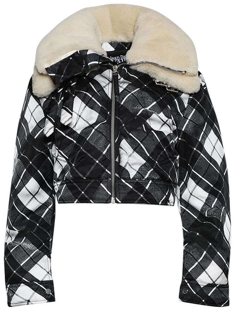 Jean Paul Gaultier Distorted Tartan Aviator Coat BlackGreyWhiteDark Brown