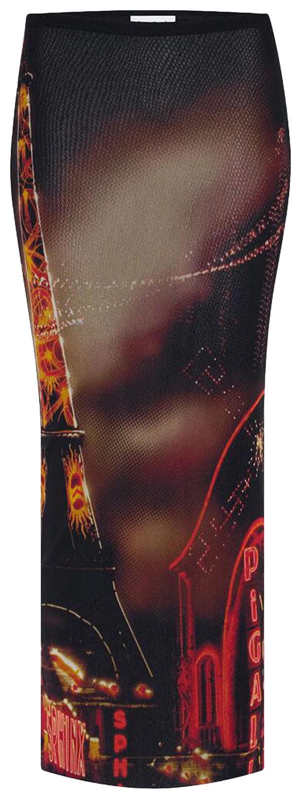Jean Paul Gaultier Pigalle Mesh Long Skirt BlackRedOrangeBlue