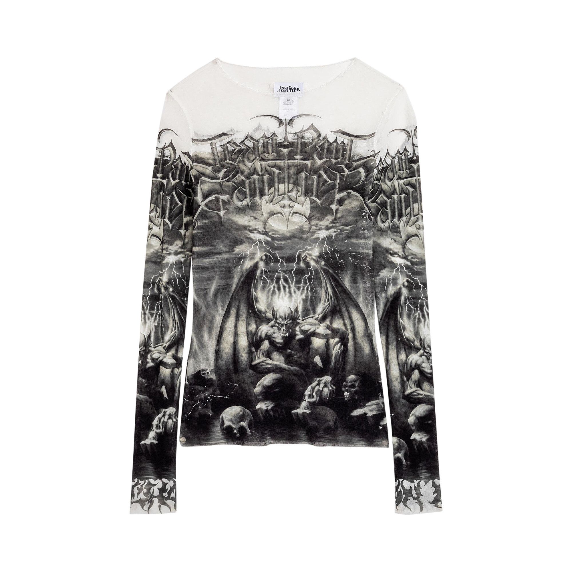 John Galliano 仏陀 龍柄 メッシュカットソー Buy Jean Paul Gaultier Mesh Long-Sleeve Printed Diablo Top 'White
