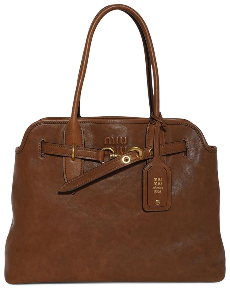 Miu Miu Aventure Nappa Leather Bag Oak