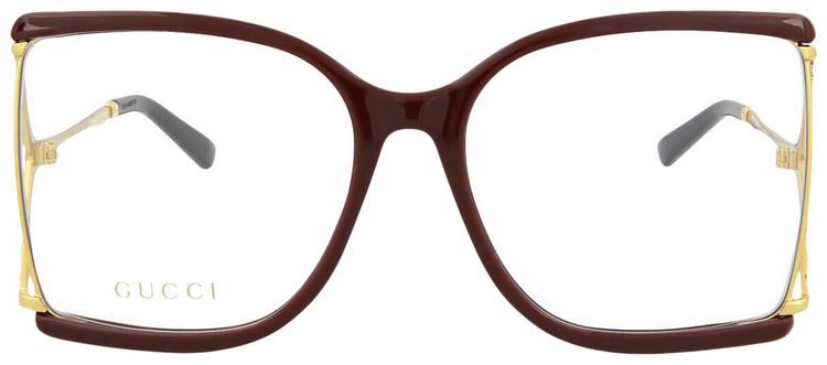 Gucci Irregular Frame Eyeglasses BurgundyGold