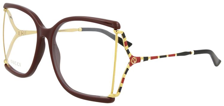 Gucci Irregular Frame Eyeglasses BurgundyGold