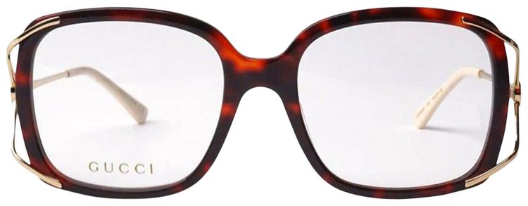 Gucci Square Frame Eyeglasses HavanaGold