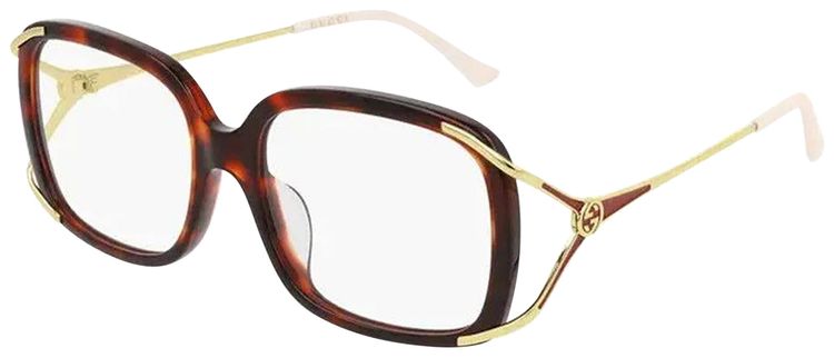 Gucci Square Frame Eyeglasses HavanaGold
