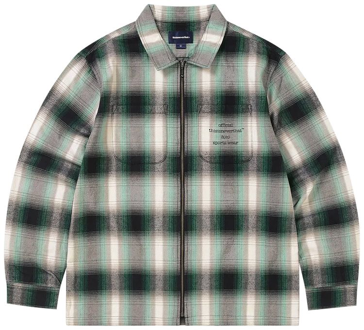 thisisneverthat Flannel Zip Shirt Green