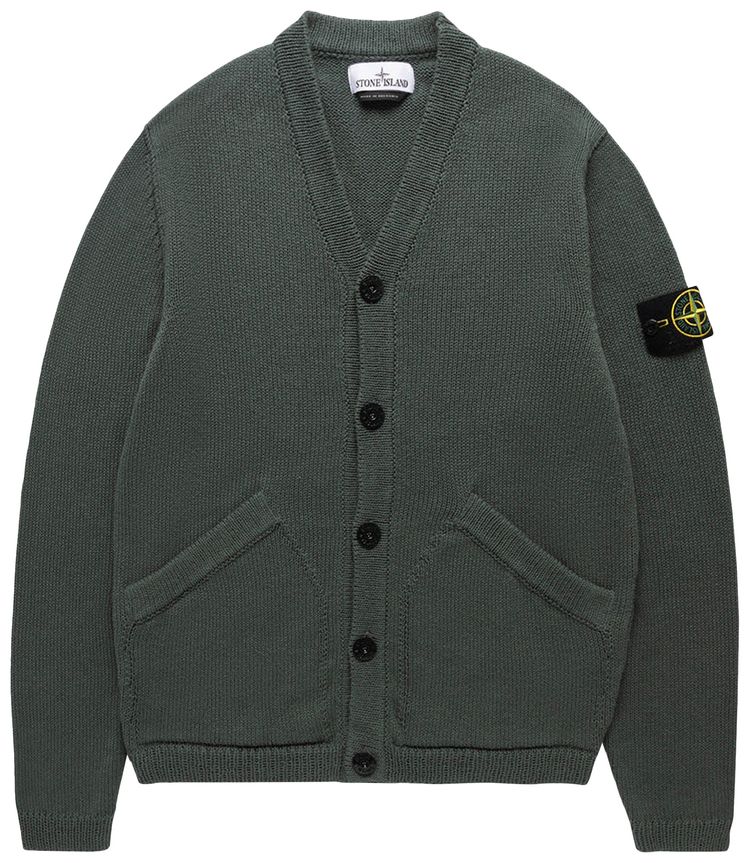Stone Island Patch Cardigan Green