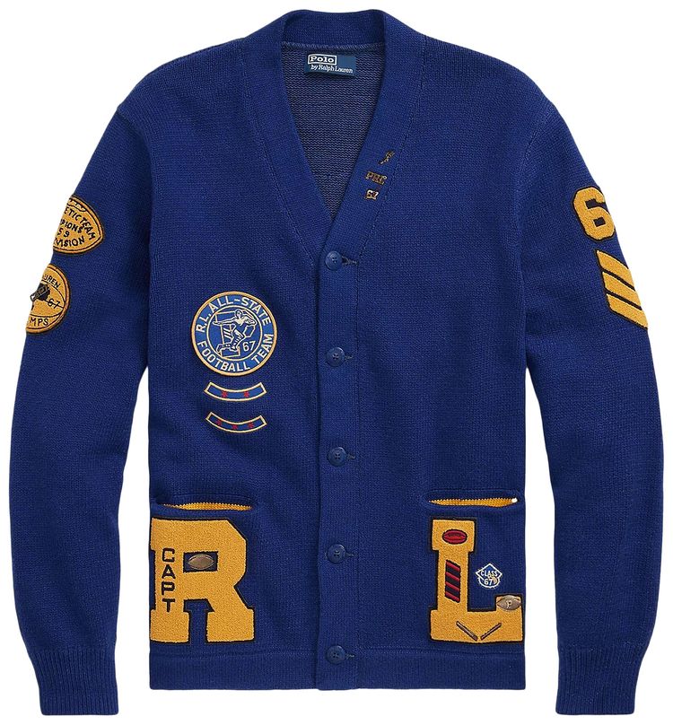 Polo Ralph Lauren Varsity Inspired Cardigan Royal Combo