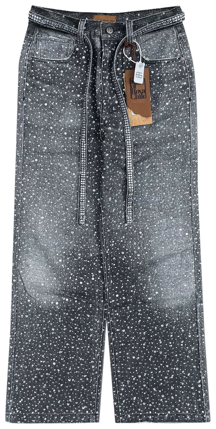 Birth Of Royal Child 3D Printed Washed Swarovski Diamond Jean Black