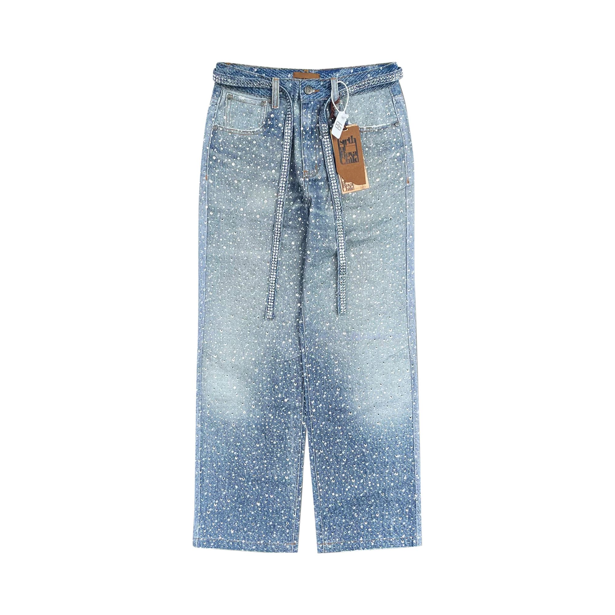 Size m Birth Of Royal Child 3D Printed Washed Swarovski Diamond Jean 'Blue'
