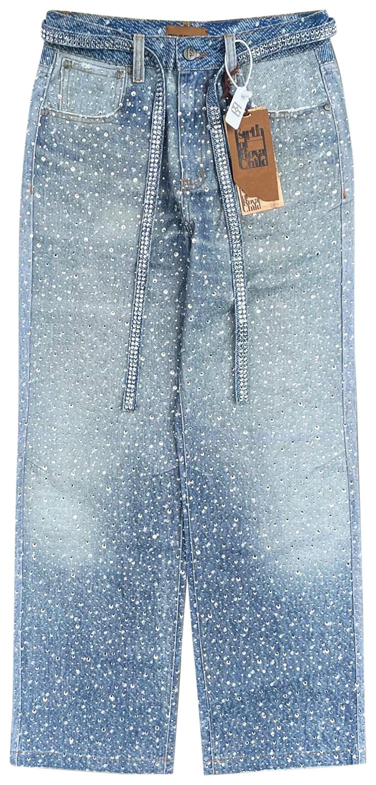 Birth Of Royal Child 3D Printed Washed Swarovski Diamond Jean Blue