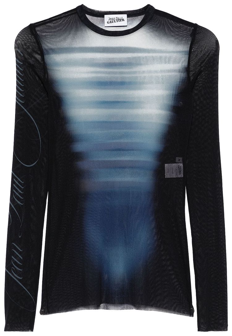 Jean Paul Gaultier Printed Le Male Mesh Top NavyLight BlueWhite