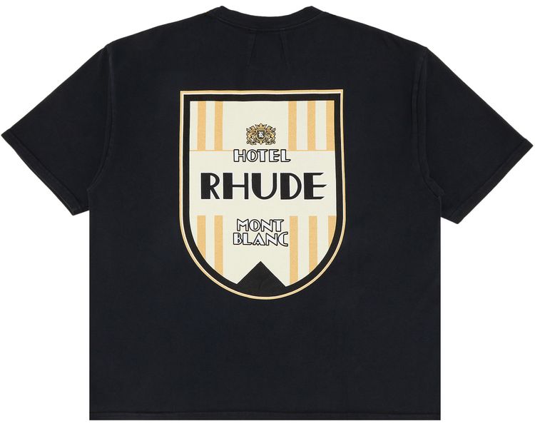 Rhude Mont Blanc Hotel Tee Vintage Black