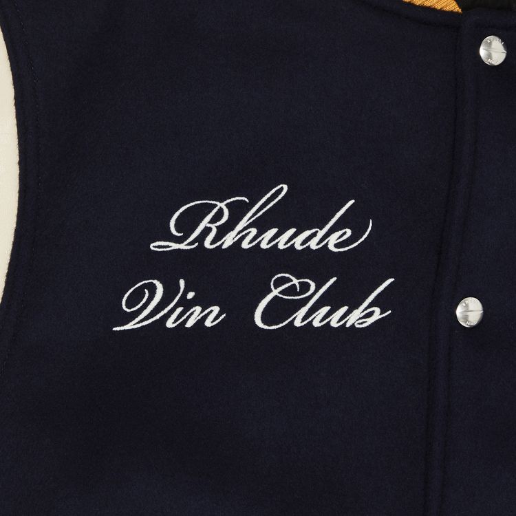 Rhude Wine Club Varsity Jacket NavyCreamMustard