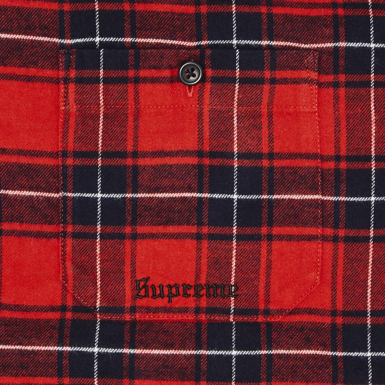 Supreme Fur Trim Flannel Hooded Shirt Red Plaid