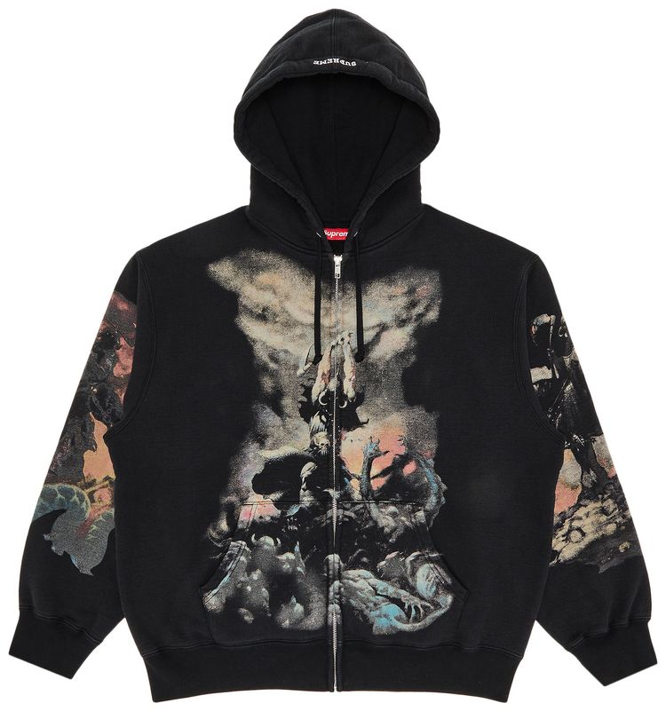 Supreme x Frank Frazetta Zip Up Hooded Sweatshirt Black