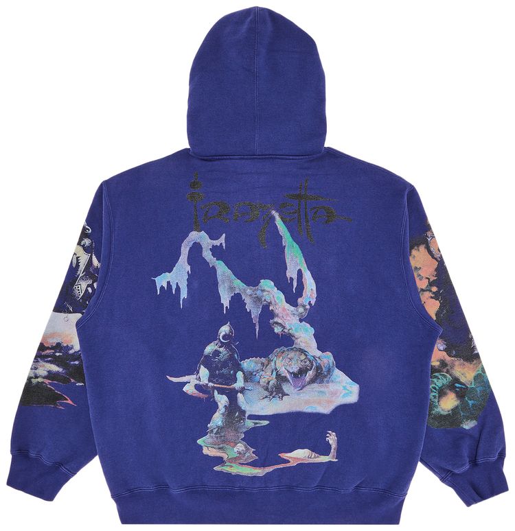 Supreme x Frank Frazetta Zip Up Hooded Sweatshirt Washed Navy