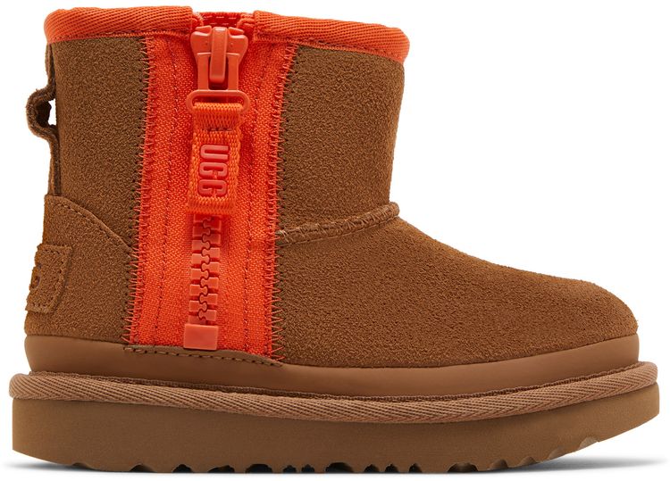 UGG Classic Mini Zipper Tape Logo Boot Toddler Chestnut