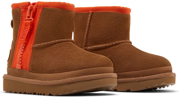 UGG Classic Mini Zipper Tape Logo Boot Toddler Chestnut