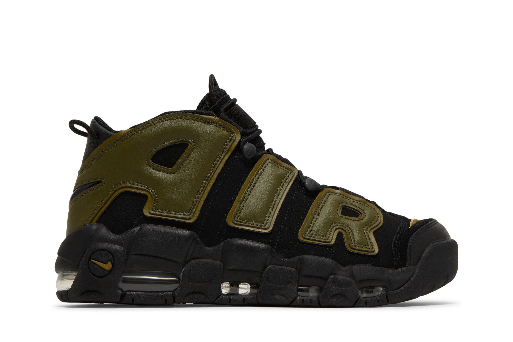 Nike air uptempo black and gold new arrivals