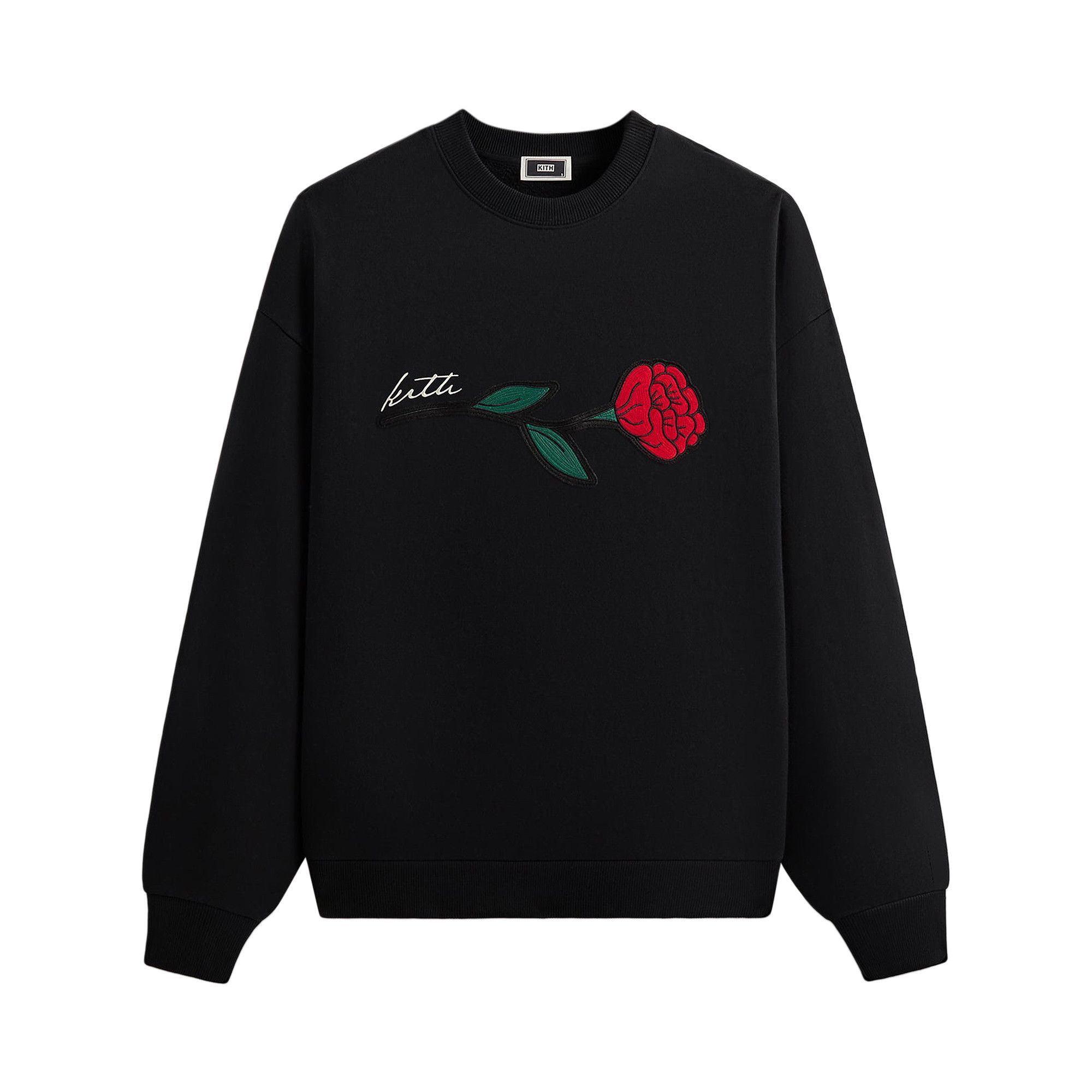 Buy Kith Signature Rose Crewneck 'Black' - KHM033164 001 | GOAT
