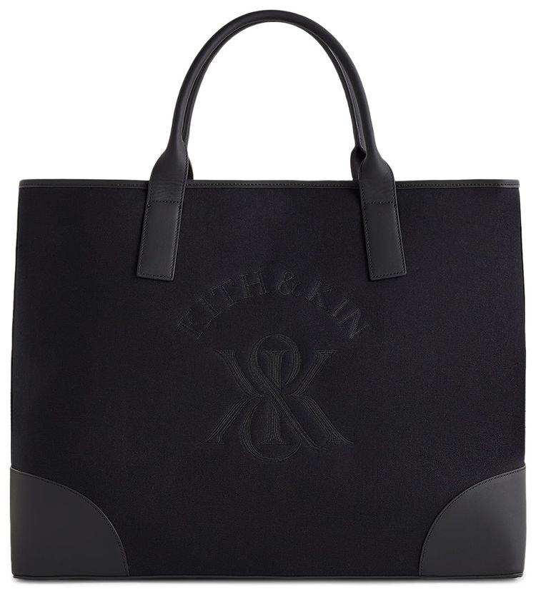Kith Leather Trimmed Canvas Tote Black