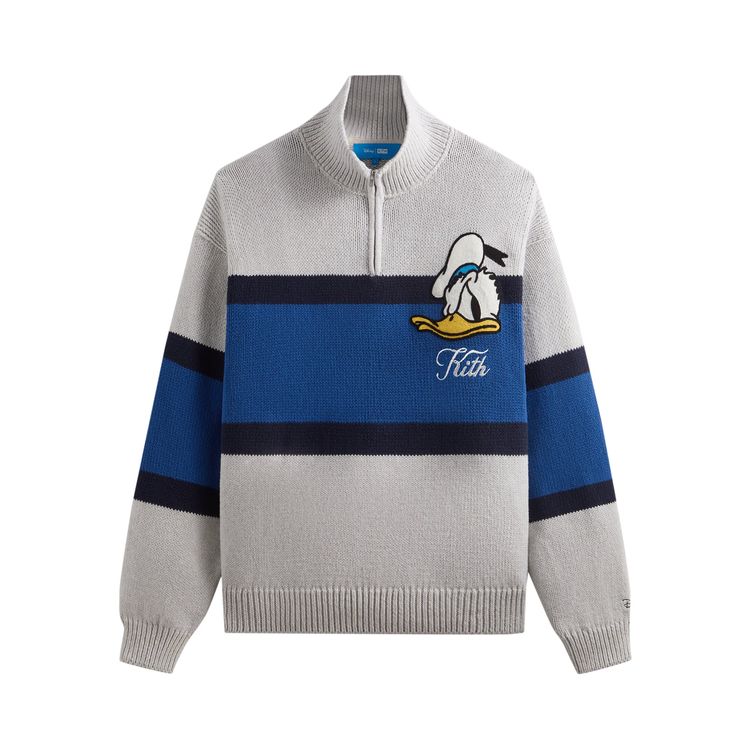 Kith x Disney Donald Duck Quarter Zip Wyona Sweater Light Heather Grey