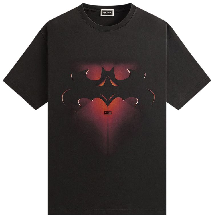 Kith x Batman Batman and Robin Logo Vintage Tee Black