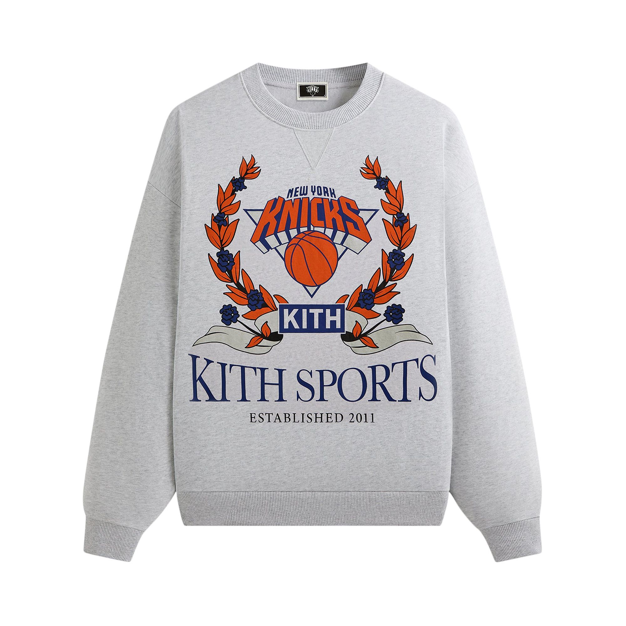 KITHグレー　トレーナー　長袖 刺繍ロゴ2025aw Buy Kith For The New York Knicks Laurel Vintage Nelson Crewneck