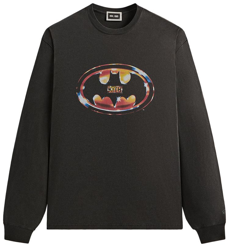 Kith x Batman Logo Vintage Long Sleeve Tee Black